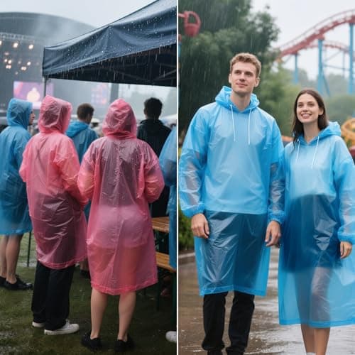 Disposable Rain Ponchos Adults 4 Colors Thicker Waterproof Poncho with Hood — view 5