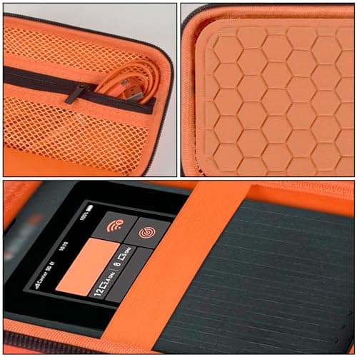Hard Case Compatible with SIMO Solis 5G WiFi Mobile Hotspot, Travel Router for Hotel WiFi Storage Holder Bag with Mesh Pocket for Charger USB Cable and Accessories (Box Only) - Orange — view 4