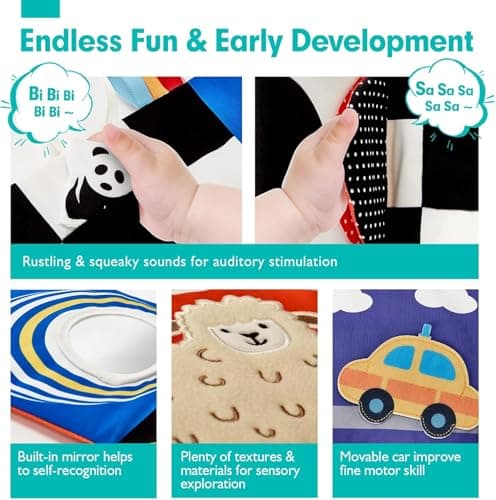 hahaland Baby Sensory Toys 0-6 Months High Contrast Tummy Time Soft Book — view 5