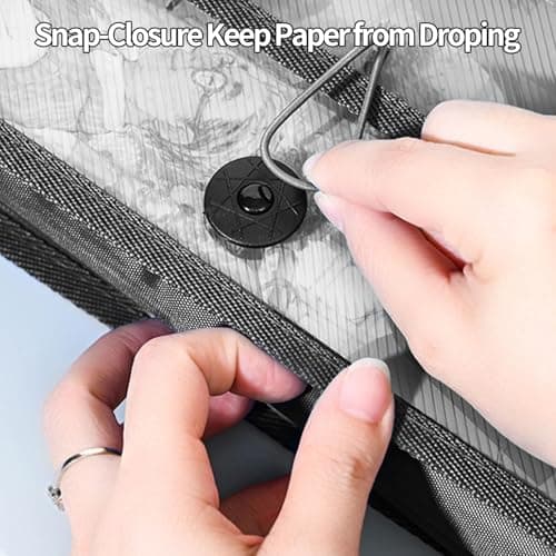 HRLORK 3 Pack File Folder A4 Document Folder Expanding File Organiser with Elastic Closure Portable Plastic Document Pockets for School Office Home- Black — view 3