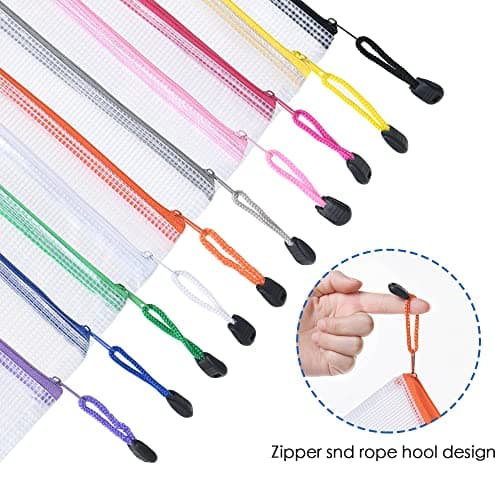 Vicloon Plastic Wallets A5, 10Pcs Zip Lock Bags Mesh Document Wallet Document Folders Plastic Pockets Zipper File Wallet for School Office Homework Storage Bags Travel — view 4