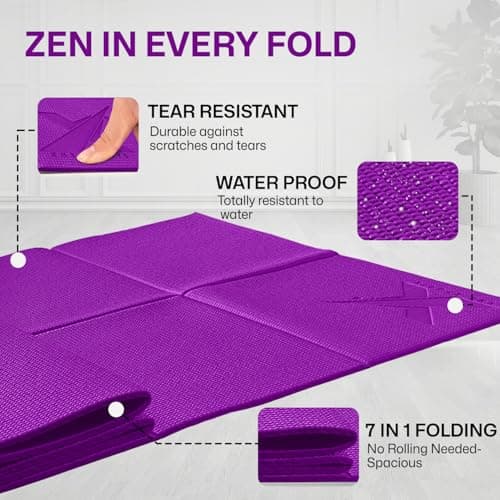 XN8 Sports Foldable Yoga Mat – Non-Slip, Eco-Friendly, Lightweight, Portable with Carrying Strap, Perfect for Home, Gym, and Travel Workouts, 72 Length — view 3