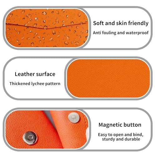 YSDINK PU Leather A4 Document File Folder, Portable and Waterproof File Organizer with Magnetic Snap Closure, Envelope Storage Bag for Office, Home, School, Travel and Business Use (Orange) — view 3