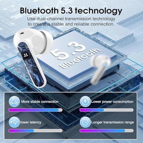 Csasan Wireless Earbuds, Bluetooth 5.3 Headphones In Ear with 4 ENC Noise Cancelling Mic, 2026 Mini Deep Bass Stereo Ear Buds, 40H Playtime Bluetooth Earphones, IP7 Waterproof Earbuds, White — view 4