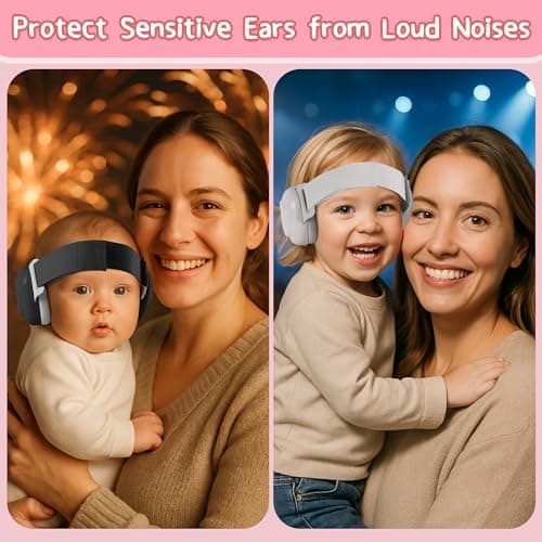Baby Ear Defenders, Noise Reduction Earmuffs for 0-48 Months,SNR 27dB, Soft Earpads,Adjustable Headband,Comfortable Toddler Headphones Against Hearing Damage Improves Sleep,Travel Essentials (Black) — view 4