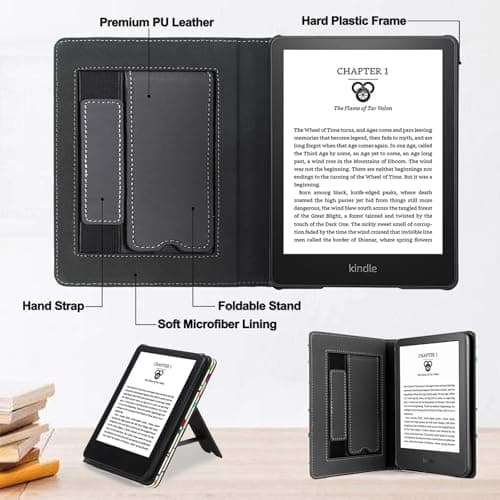 Case for 6" 2024/2022 Device, TOKILO Lightweight Premium PU Leather Sleeve Case for 6" (11th Generation, 2024/2022 Release) with Auto Sleep Wake/Hand Strap/Foldable Stand, Colorful Circle — view 3