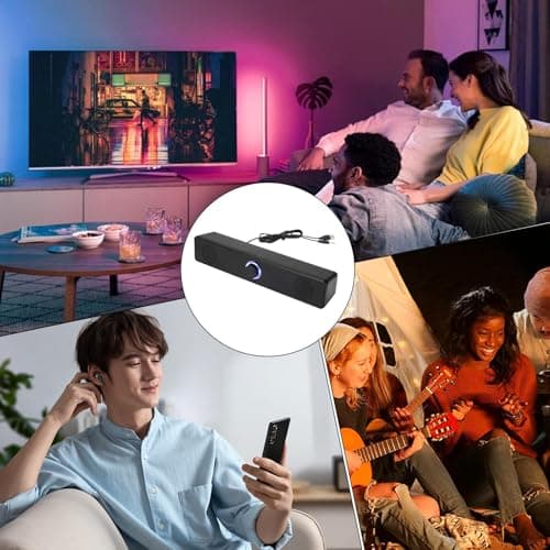 Sound Bar Home Theatre Wireless TV Soundbar, Slim Stereo Audio Speaker | Optical Surround Sound Bar Compact TV Speakers, Combo subwo — view 2