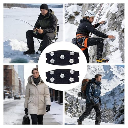 5-Tooth Shoe Spikes For Snow And Ice, 2 Pieces Non-slip Ice Grippers For Shoes, Portable Travel Crampons For Winter Hiking Fishing Rock Climbing Backpacking Camping — view 4