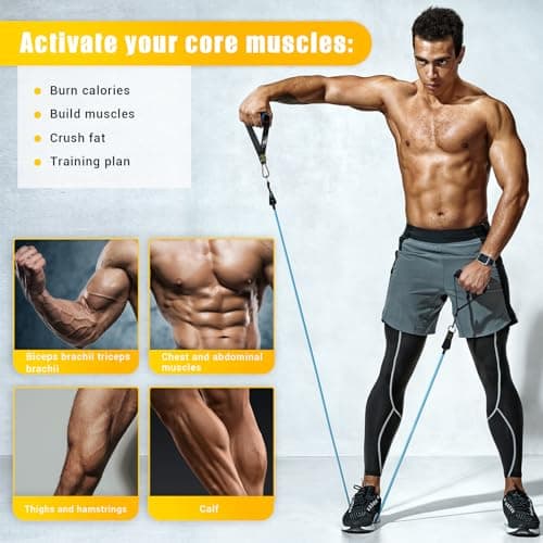 Resistance Bands Set with Handles, Exercise Bands Stackable up to 150lbs — view 4