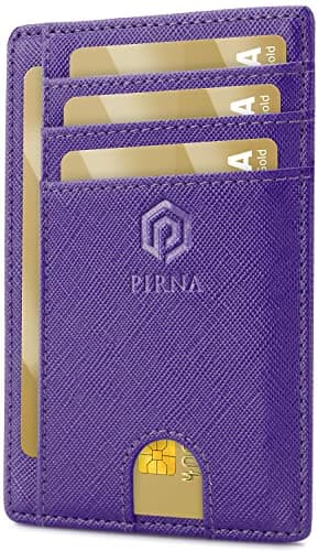 PIRNA Slim Wallet for Women | Small RFID Blocking Minimalist Credit Card Holder – Thin UK Card Wallet with Gift Box (Royal Purple)