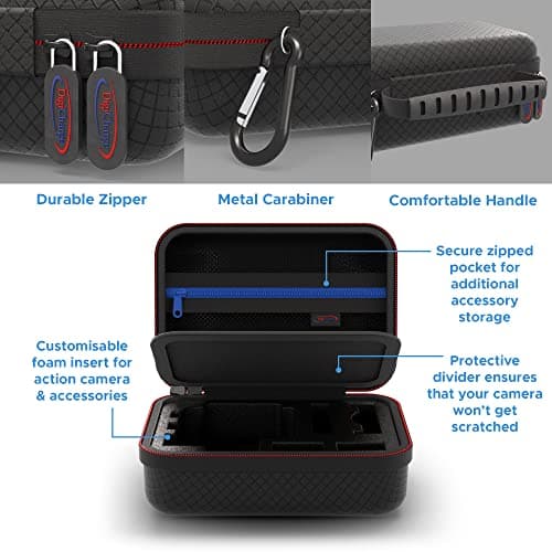 Digicharge Carry Case for Action Cameras Gopro Lit Hero Hero13 13 Hero12 12 Max 2/DJI Osmo Action 5/11 Mini 10 9 8 Akaso Apexcam Dragon Touch Vemont Cam Small (17x13x7cm) — view 2