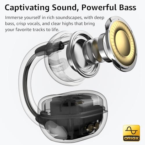 TOZO OpenEarRing Open Ear Headphones, Clip On Earphones, Lightweight Comfort Wireless Open Ear Earbuds with Smart Digital Display, 40H, IPX5 Waterproof, Bluetooth 5.4 for Running Gym Outdoor Sports — view 4