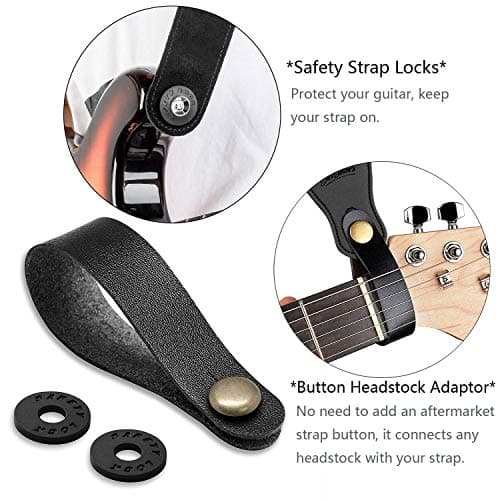 BestSounds Guitar Strap 100% Soft Cotton Genuine Leather Ends Strap for Acoustic Guitar, Electric Guitar, Bass & Mandolins (Coffee) — view 4