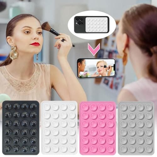 Ginddy Silicone Suction Phone Case Holder,4 PCS Silicone Suctions Phone Holder,Phones Suction Pad with 24 Suctions Cups,Strong Adhesive Phones Mount for Mirror,Glass & Car Dashboard — view 6