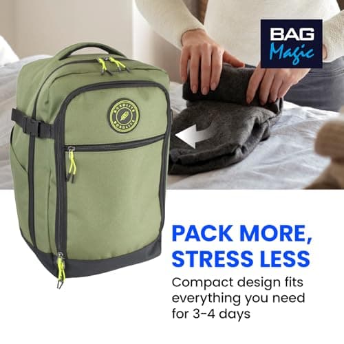 40x20x25cm Ryanair Underseat Cabin Backpack – Airline Approved Carry On Bag – Free On Board for Ryanair, easyJet, Jet2, Wizz Air – Lightweight Water-Resistant Travel Rucksack - Khaki — view 6