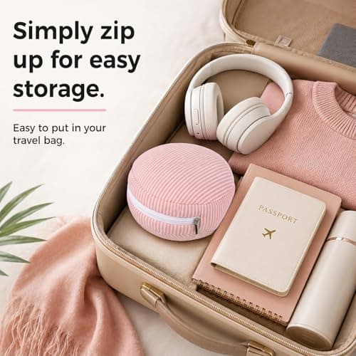 FACHOI Travel Pillow for Airplane, Travel Neck Pillows with Eye Mask, Round Plush Sleeping Pillows Travel Essential Flight Pillows for Sleeping Airplane F4-YZJZ — view 5