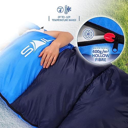 SAIL Extra Wide Sleeping Bag XXL for Big Tall Adults, 230x100 cm, Blue — view 6