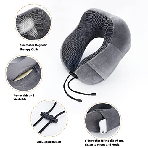 WENGX Travel Pillow Neck Pillow Memory Foam Soft Comfort and Support Travel Flight Neck Pillows,U-shaped Pillow for Sleeping with Storage Bag for Airplane Car Office Home,etc — view 4