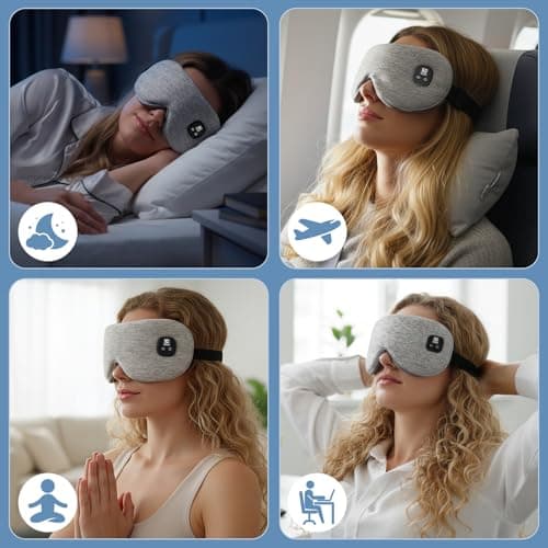 Cordless Heated Eye Mask for Dry Eyes, Electric Warm Eye Compress with 4 Heat Levels 4 Time Settings, 1000mAh Rechargeable Eye Heating Pad with 2 Detachable & Washable Covers (White, Grey) — view 6