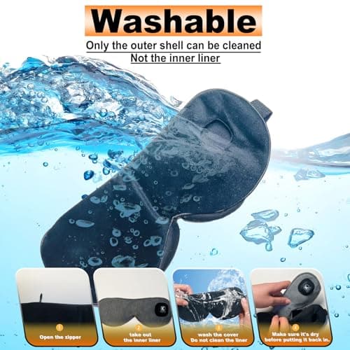 Kivdes Cordless Heated Eye Mask for Dry Eyes Electric USB Warm Eye Compress for Blepharitis & Styes,Rechargeable with Adjustable Strap 3-Level Temperature 30Mins Auto-Off Sleep Travel Gifts (Black) — view 6