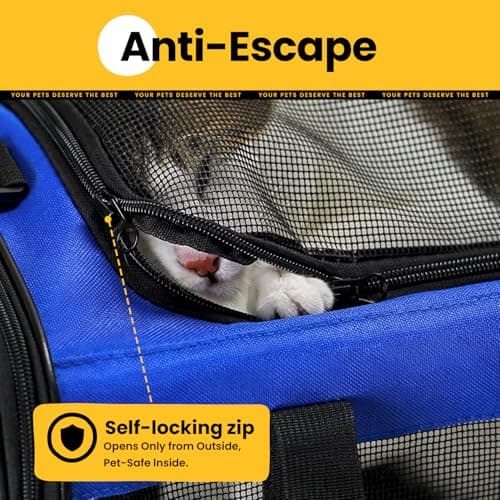 Conlun Cat Carrier Bag,Soft-Sided Pet Carriers for Dogs with 4-Sided Mesh,Airline Approved Cat Transport Carrier for Small&Medium Cats Kitten Puppy Up to 6Kg,Collapsible Cat Travel Carrier-M,Blue — view 4