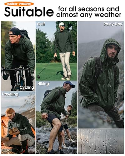Outdoor Ventures Men's Waterproof Jackets Lightweight Windproof Raincoat — view 2
