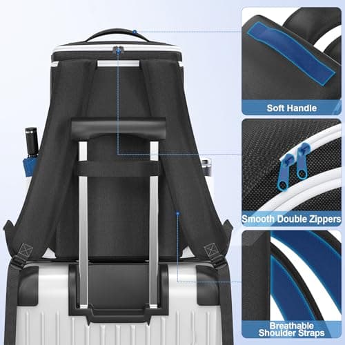 Rysker PS5/ Slim/ Pro Console Backpack, PS5 Travel Bag with Full Protection, Large Capacity PS5 Carry Bag, PS Portal, Laptop, Game Card, PlayStation 5 Backpack with 3 Cable Pockets-White — view 5