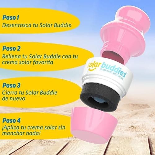 Solar Buddies Sunscreen Applicator - Full Blue & Pink Duo - BPA-Free Refillable Roll on Sponge Sunscreen,Suncream & Lotion Applicator For Kids,Adults & Families-Holds 3.4fl oz,Perfect Size for Travel — view 4