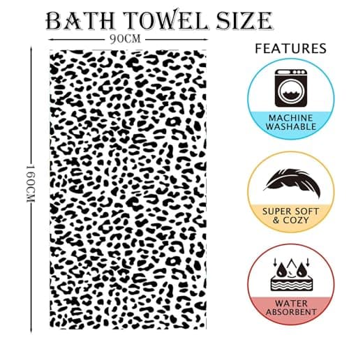 Large Thin Microfibre Beach Towel with Bag for Adult Men Women,160x90cm Leopard Beach Towels Quick Dry Sand Free Lightweight Swim Bath Towel for Travel,Swimming,Pool,Holiday,Camping,Yoga,Gym Sports — view 2