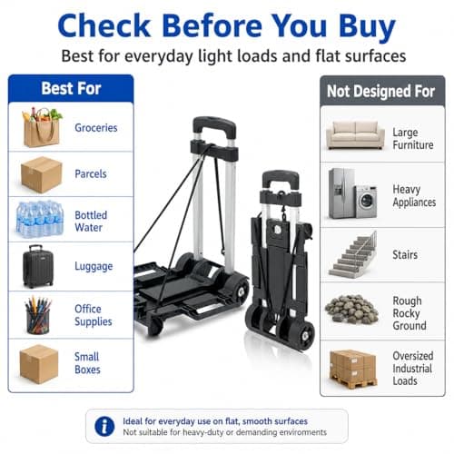 Sack truck 30kgs / 66lbs Aluminum Folding Hand Truck Heavy Duty Multi-Functional Hand Truck Portable Luggage Sack Trolley for Luggage Travel Auto Moving Office Folding trolley Dolly trolley — view 5