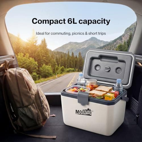 Mountview 6L Cool Box Small with Ice Pack, Insulated Lunch Cooler Box, Leakproof Seal, Heavy Duty Portable Cooler for Work, Travel & Picnics, White — view 4