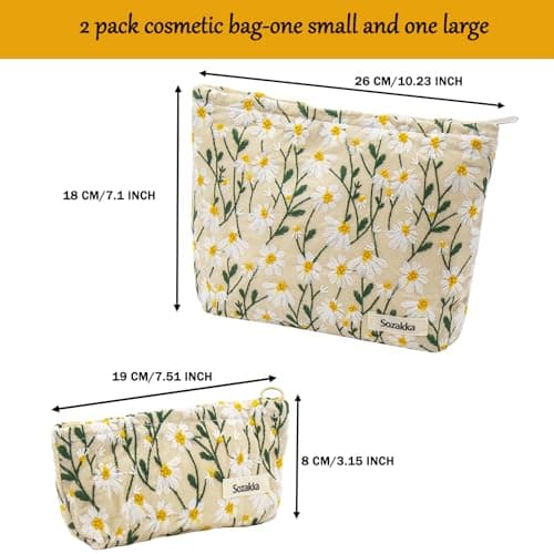 ONEGenug Makeup Bag, Set 2 Cosmetic Bags, Portable Pencil Case Makeup Pouch Travel Essentials Toiletry Bags for Women Girls — view 4