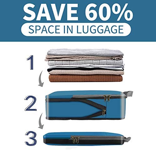Eono Compression Packing Cubes, Luggage Organiser Set, Extensible Suitcase Organiser, Packing Organisers for Suitcases, Packing Cubes for Travel or Home Storage - Dark Blue, 4 Set — view 5