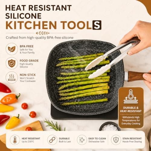 ZELMORAWARE Kitchen Non Stick Cooking Utensils Set – 35Pcs Heat Resistant Silicone Utensils Set with Wooden Handles, Silicone Spatulas for Cooking – Kitchen Accessories – White — view 6
