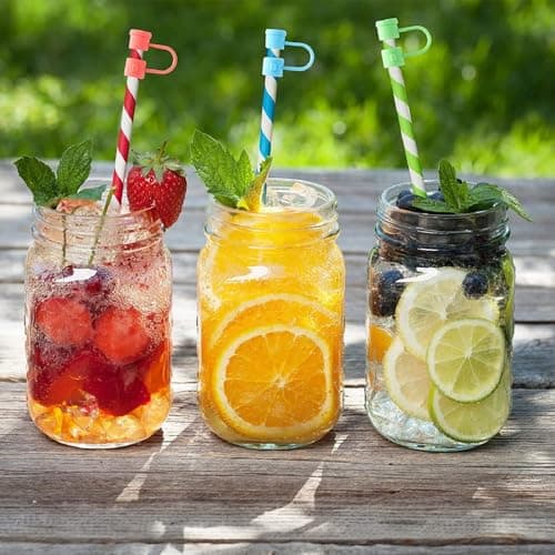 Silicone Straw Cover Set Reusable Straw Tips Compatible with 6 8 mm Diameter Ideal for Travel Picnic Fitness Parties (F, One Size) — view 2