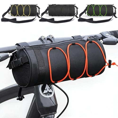 ningzhi Bike Handlebar Bag Waterproof Bicycle Front Roll Bag Large Capacity Storage Bag with Shoulder Strap for Road & Mountain Bikes(Fluorescent Orange)