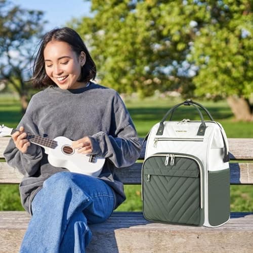 VANKEAN Laptop Backpack Women, 17.3 Inch Backpacks College Work Army green — view 6