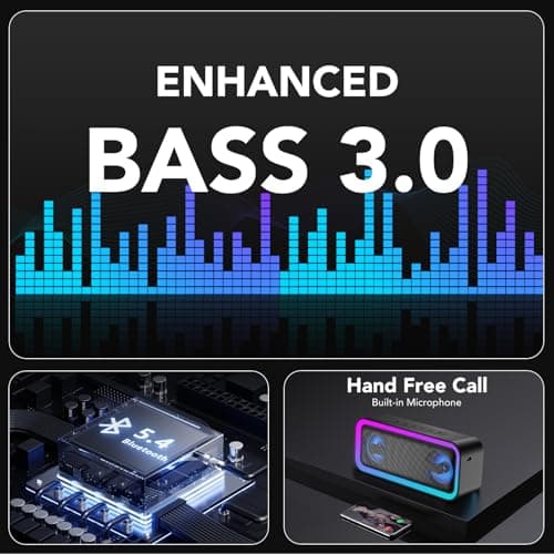 IKT Bluetooth Speaker, 40W Loud Stereo Sound Portable Speaker, 30Hrs Playtime, Speakers Wireless Bluetooth 5.4, Deep Bass,TWS Pairing, 7 RGB lights, IPX7 Waterproof, Speakers for Home/Party/Outdoor — view 3
