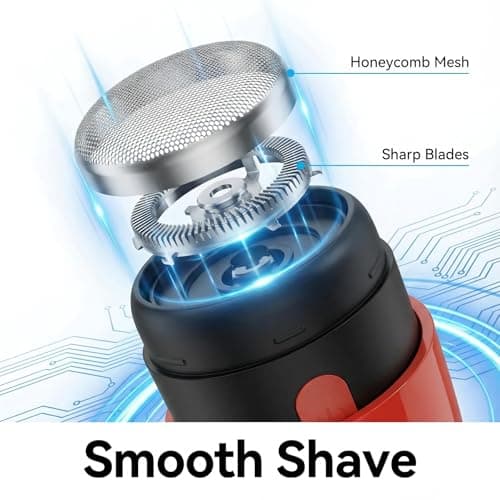 Mini Electric Shaver, Compact Electric Razor for Men Women, USB-C Rechargeable Mini Shaver, Waterproof Portable Shaver, Powerful Men's Shavers, Cordless for Travel Home Business Trip (Red) — view 3