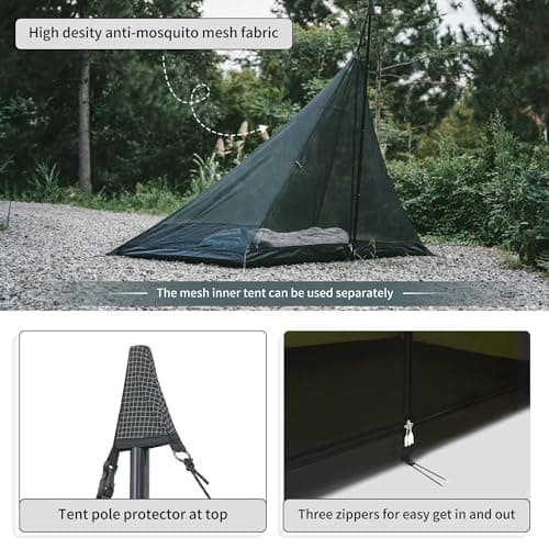 Naturehike Pyramid Teepee Tent Fire-Retardant Ridge Tent 4 Person Camping Tent with Stove Jack Waterproof Windproof Easy Assembly Indian Tent for Outdoors Camping Families — view 4