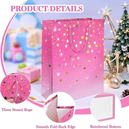 OMBRISA Gift Bags 2pcs with 2Tissue Paper, Small Size Present Bag, Birthday Gift Bag for Party Present, Wrapping Gift Bags with Handle for Men Women, Wedding, Baby Shower, Teacher’sDay (Blue, Pink) — view 5