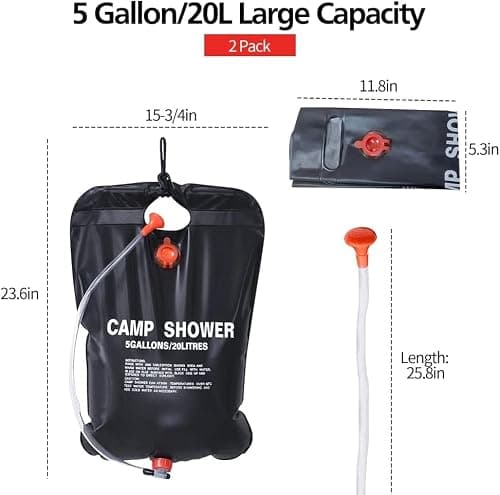 Garden Mile Solar Camping Shower 20L – Portable 5 Gallon Outdoor Shower Bag, Solar Heated Water Shower for Camping, Hiking, Beach & Travel Essentials — view 2