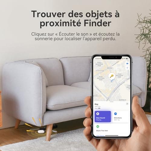 CHZHVAN Key Finder, Wallet Tracker Works with Apple Find My (iOS only), Replaceable Battery, Water-Resistant, Bluetooth Item Finder for Bags, Luggage, Pets & Backpack, 1 Pack White — view 3