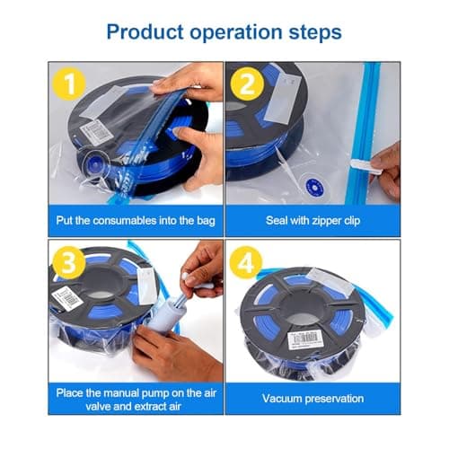 Filament Vacuum Storage Bags - Resealable 3D Printer Filament Bags, Anti-Humidity Sealing | Dust-Proof Filament Storage Bag for Dry Spool Protection, Vacuum Seal Bags with Hand Pump, Sealing — view 6