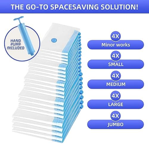 10 Pack Vacuum Storage Bags, Space Saver Bags with Hand Pump for Clothing, Organization, and Storage of Comforters, Pillows, Towels, Blankets, Bedding, Moving Supplies — view 4