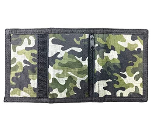 Canvas Wallet,Camouflage Wallets for Boys Vans Sport Wallet Trifold Camo Coin Purse with Magic Sticker +Zipper Pocket+Metal Sanp for Kids Boy Teen Christmas Birthday Gift — view 5