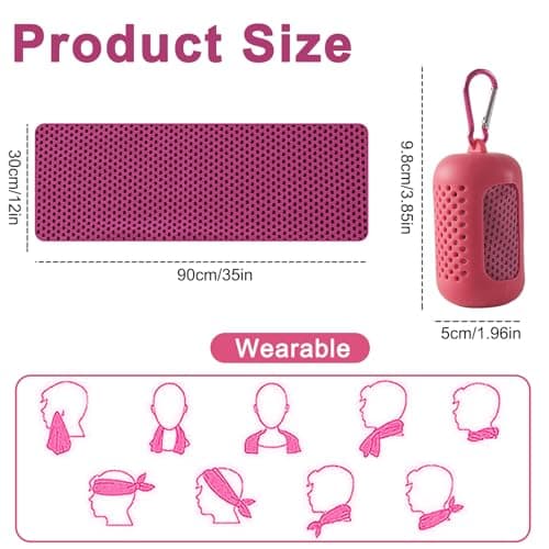 Gym Towels, 3 Pack Cooling Towel Soft Microfiber with Portable Silicone Sleeves, Breathable Instant Towels, Microfiber Soft Quick Dry Gym Towel for Sport Camping Swim Fitness(30 x 90cm, 3 Colors) — view 2