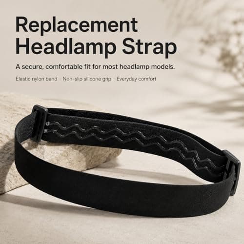 UMEGMBX Elastic Headlamp Strap Replacement, Black Headband for Headlamps Comfortable Non Slip Fit, Universal Head Lamp Band for Outdoor Sports Climbing Camping Cycling — view 3