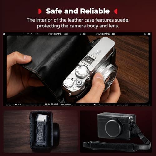 SMALLRIG Leather Case Kit for FUJIFILM X100VI, Including Half Cases, Flip Case Cover and Shoulder Strap, Genuine Leather Material, Portable and Protecting, Black - 5622 — view 3