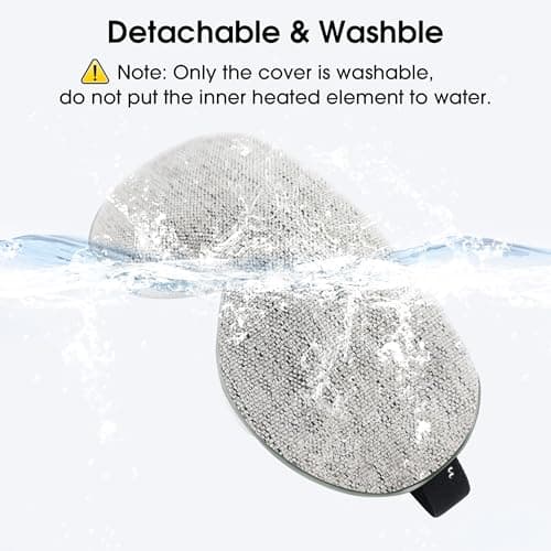 EASICUTI Heated Eye Mask, Cordless Warm Eye Compress for Dry Eyes Blepharitis Stye Treatment Eye Relief Improve Sleep, 4-Level Temperature & Timer, Washable Eye Heating Pad for Sleeping, Travel, Grey — view 4